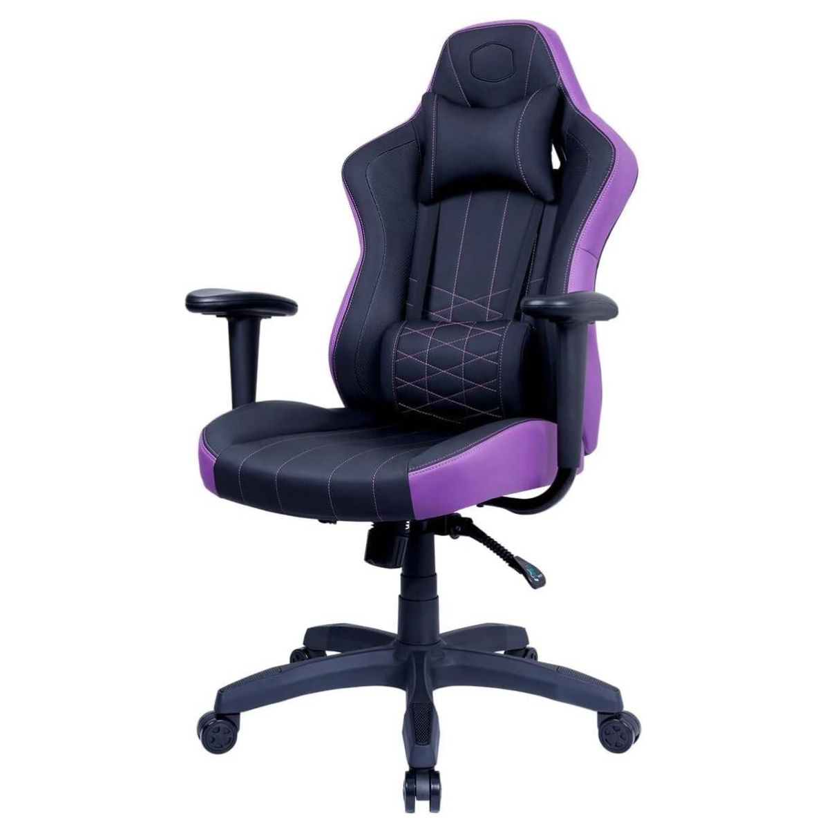 Cooler Master Caliber E1 Series Gaming Chair | Fixed Armrest | Ergonomic Headrest &amp; Lumbar Support | 90°–135° Recline | Perforated PU | High Density Foam | Black, Purple | CMI-GCE1-BK, CMI-GCE1-PR