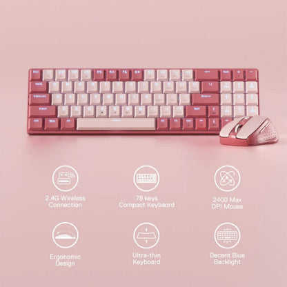 Redragon BS-8772 Keyboard + Mouse Combo, 94 Key, Low Profile, English Layout, 2.4GHz Adapter Interface, Wireless Connectivity, Numeric Keys | BS-8772