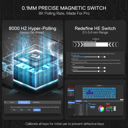 Redragon FIZZ K617 Black Magnetic Hall Effect Gaming Keyboard – 60% Compact, Rapid Trigger, 8K Polling, Adjustable Actuation, RGB