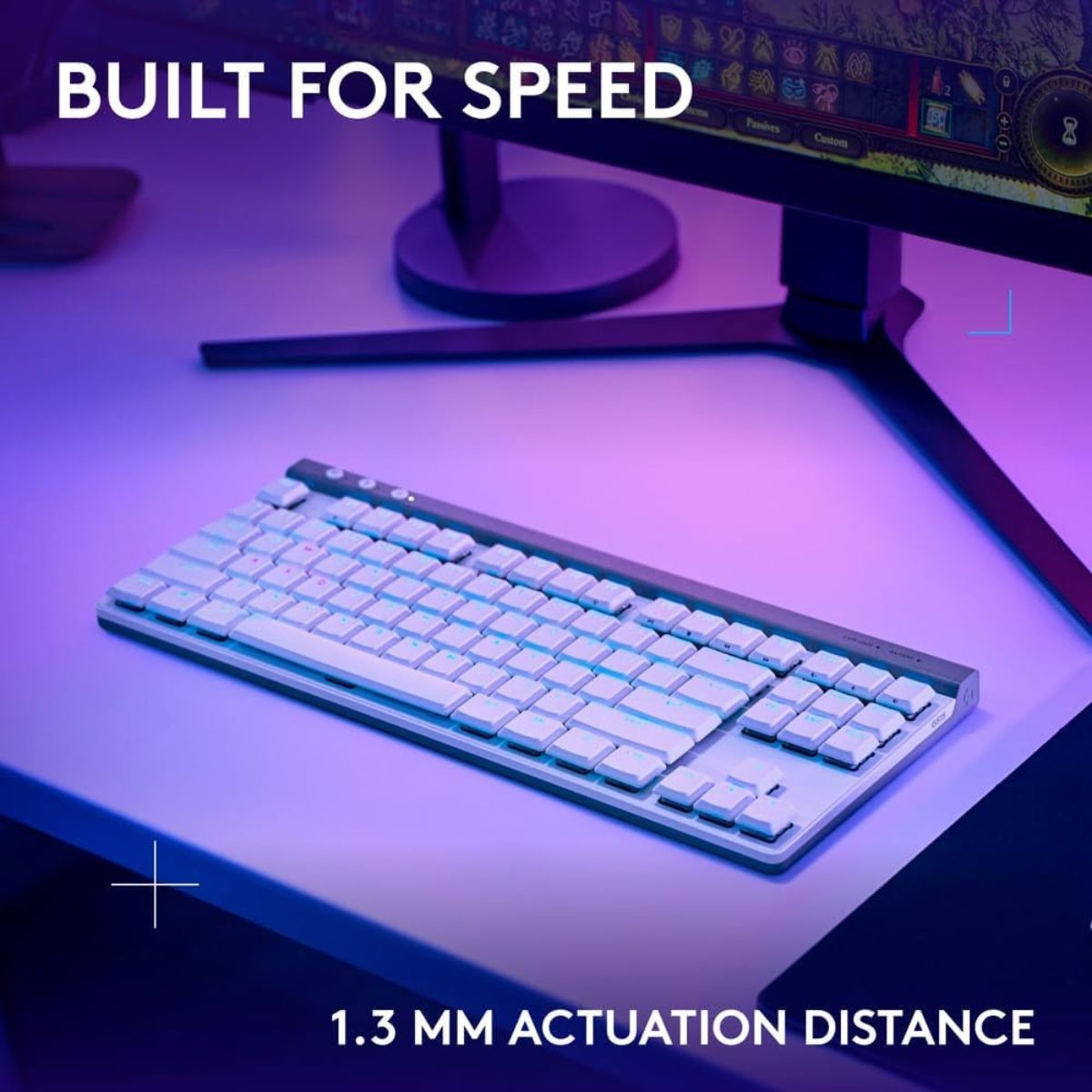 Logitech G515 LIGHTSPEED TKL Gaming Mechanical Keyboard – White & Black, Low Profile, GL Switches, RGB, Wireless/BT/Wired
