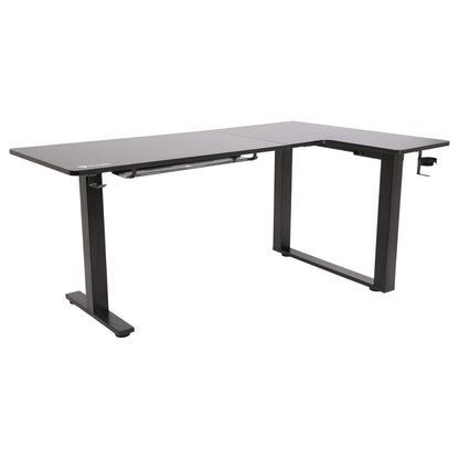 GamerTek Gaming Desk Alpha Pro RGB Flexi Corner Gaming Desk – 160x100cm, Carbon Fiber Texture, L-Shape Design, Black