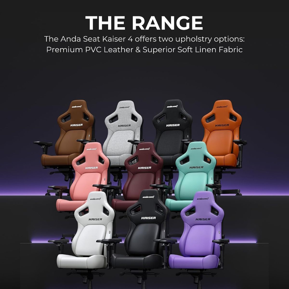 AndaSeat Kaiser 4 L Gaming Chair | Black Linen Fabric | 5D Armrests | Pop-Out Lumbar Support | 135° Recline