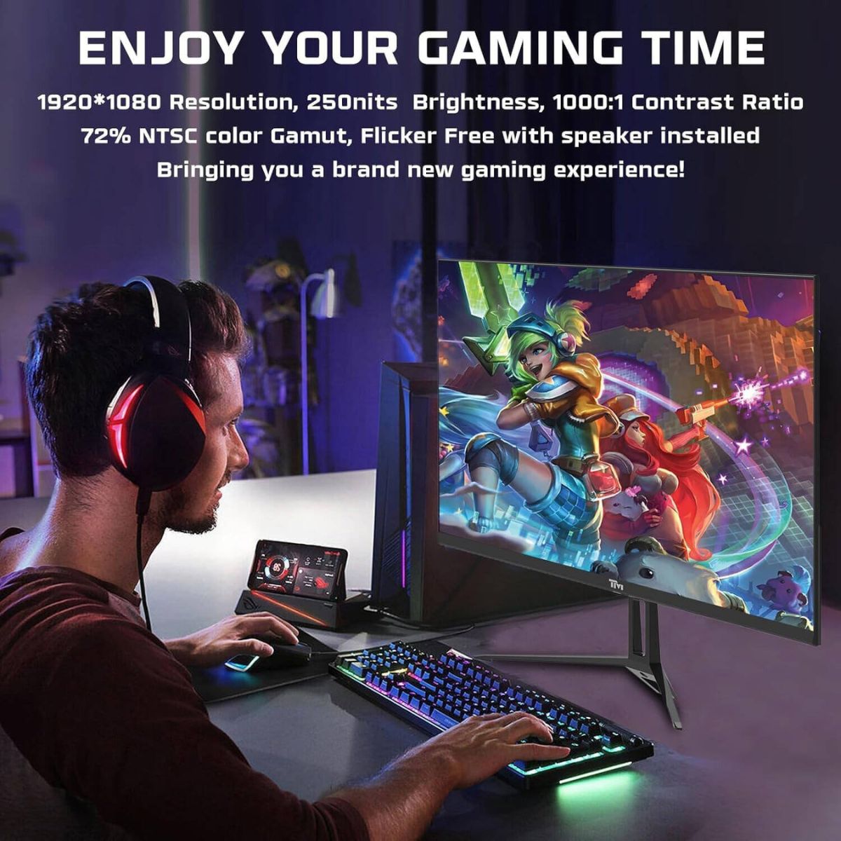 Twisted Minds Eco Series 24″ FHD Gaming Monitor – IPS, 100Hz, 1ms, Built-In Speakers | TM24FHD100IPS