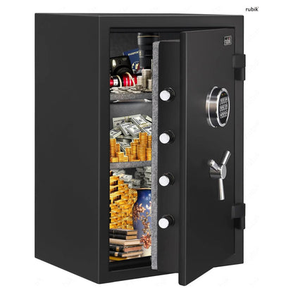 Rubik Fireproof Safe Box with Digital Keypad and Key Lock, 66x43x35cm, Black | RBFP66
