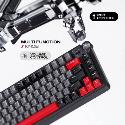 Cybeart Nighthawk 75 Signature Edition Gaming Keyboard – 75% Compact Layout, Pre-Lubed Mechanical Switches, Hot-Swappable, RGB Backlit, Tri-Mode Connectivity &amp; Multi-Function Media Knob