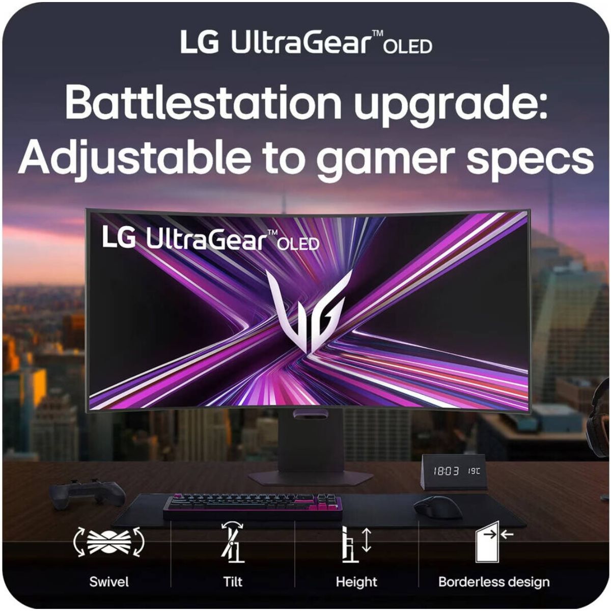 LG UltraGear Gaming Monitor, 45" OLED Display, 5K2K (5120 x 2160) Resolution, 165Hz Refresh Rate, 0.03ms (GtG) Response Time, AMD FreeSync Premium Pro & NVIDIA G-Sync Technology