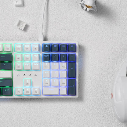 Redragon Trundle K668WBO RGB Full Size Mechanical Gaming Keyboard – 108 Keys, Hot-Swappable Red Switches, RGB, White (English Layout)