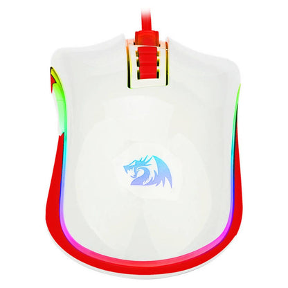 Redragon Cobra Cherry M711C Gaming Mouse, 12400 DPI, RGB, 7 Programmable Buttons, Pixart Sensor, White/Red