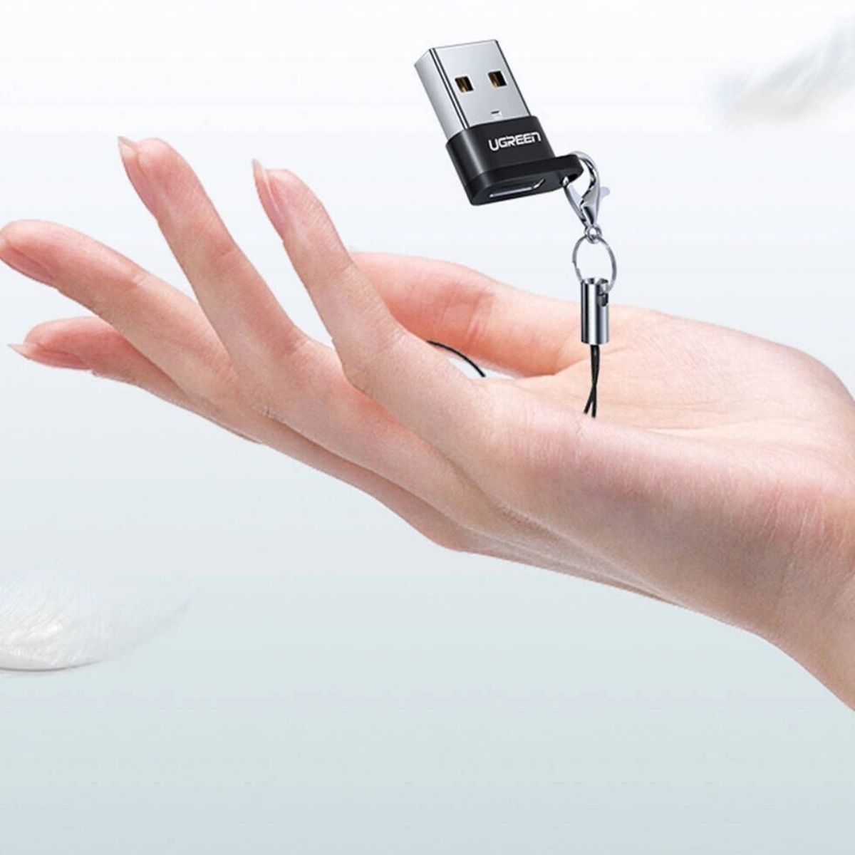 UGREEN US280 USB-C Female to USB-A 2.0 Male Adapter | 480Mbps | Aluminum Alloy | Black | 50568