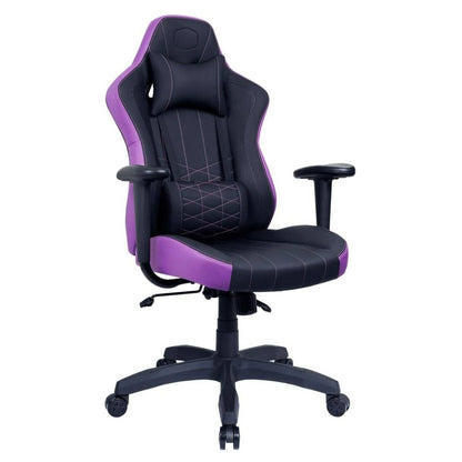 Cooler Master Caliber E1 Series Gaming Chair | Fixed Armrest | Ergonomic Headrest &amp; Lumbar Support | 90°–135° Recline | Perforated PU | High Density Foam | Black, Purple | CMI-GCE1-BK, CMI-GCE1-PR