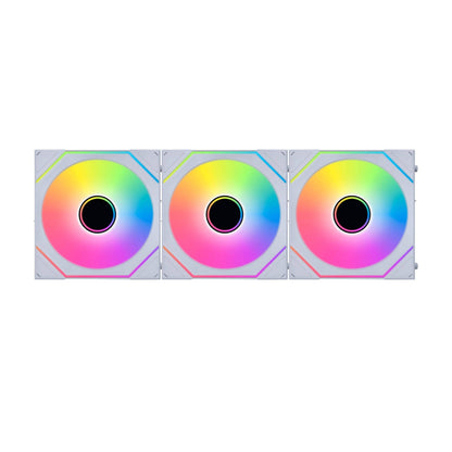 Lian-Li UNI FAN SL-INF Wireless Reverse Blade 120mm Case Fans – 2200 RPM, 69.7 CFM Airflow, FDB Bearing, Pack of 3 | Black / White