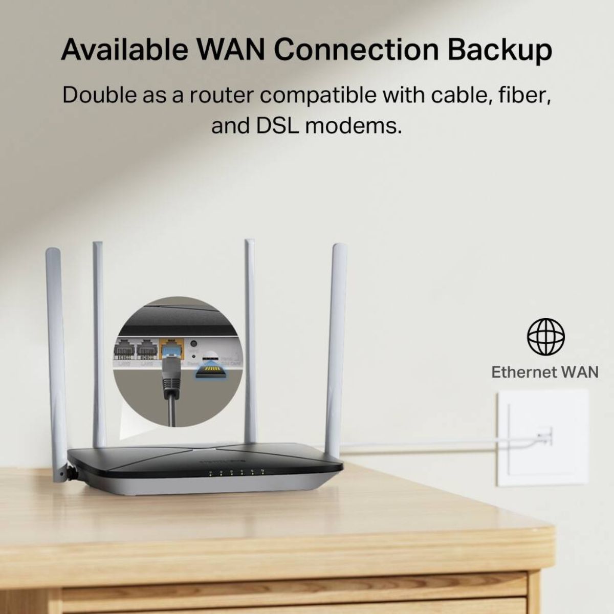 MERCUSYS MB135-4G AC1200 4G LTE Router | 150 Mbps Cat 4 | Dual-Band Wi-Fi 5 | Nano SIM | 4 Fast Ethernet Ports | 4 Antennas