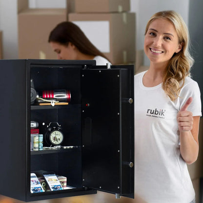 Rubik Large Safe Box with Digital Keypad and Key Lock, 60x36x30cm, Black | RB60EG-B