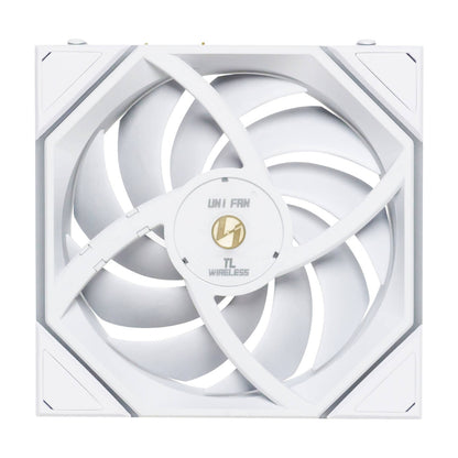 Lian-Li UNI FAN TL 120 Reverse Blade Wireless Case Fan – 2300 RPM, 83.4 CFM Airflow, FDB Bearing, Single Pack | Black / White