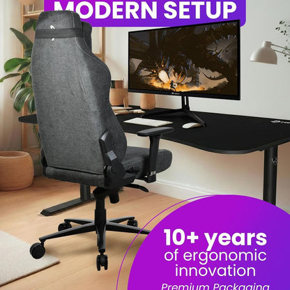 Arozzi Vernazza XL Soft PU Leather Ergonomic Office & Gaming Chair | High Backrest | Reclining | Adjustable Lumbar & Neck Support | Dark Grey | VERNAZZA-XL-SPSF-PBK