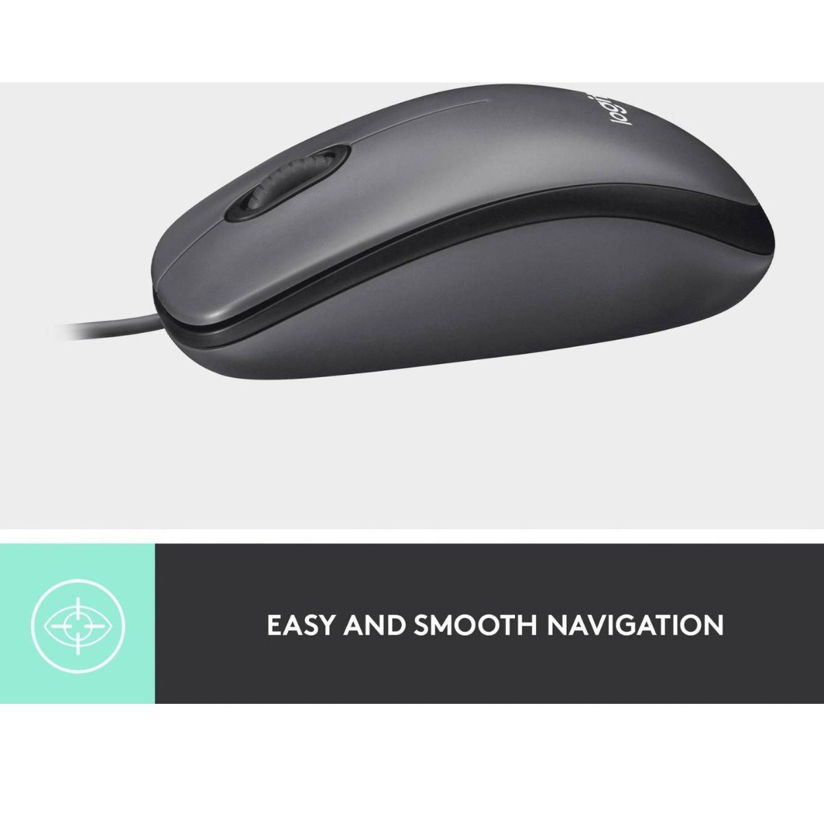 Logitech M100 Wired USB Mouse | Smooth Cursor Control | Plug & Play | No Software Setup |  Black, White | 910-005003,  910-001603 / 910-006764