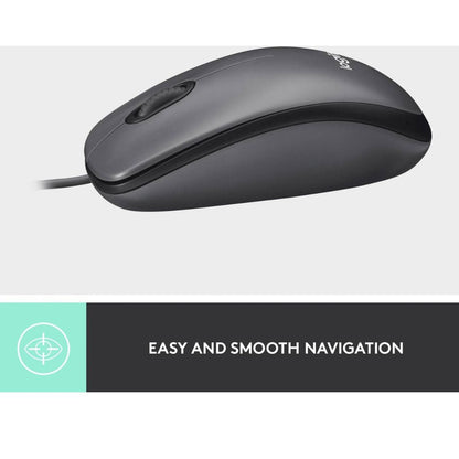 Logitech M100 Wired USB Mouse | Smooth Cursor Control | Plug & Play | No Software Setup |  Black, White | 910-005003,  910-001603 / 910-006764