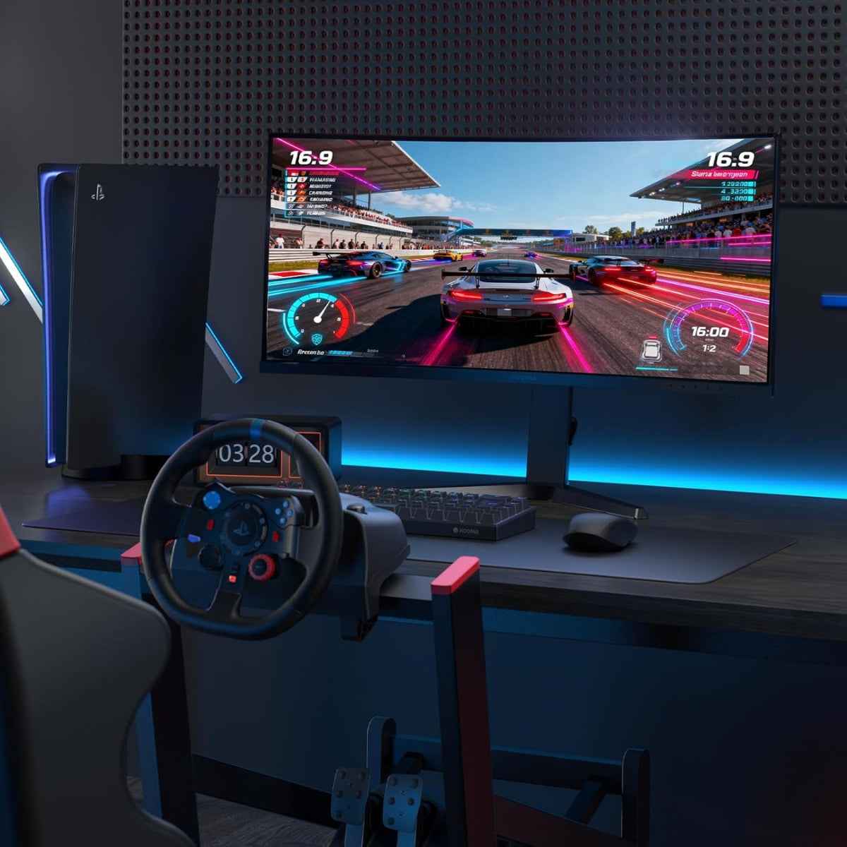 Koorui 34E6UC 34" VA WQHD Curved VA Gaming Monitor, 165Hz Refresh Rate, 21 9 Aspect Ratio, 1ms Refresh Rate, FreeSync/G-Sync Technology, VESA Compatible, Black | 34E6UC