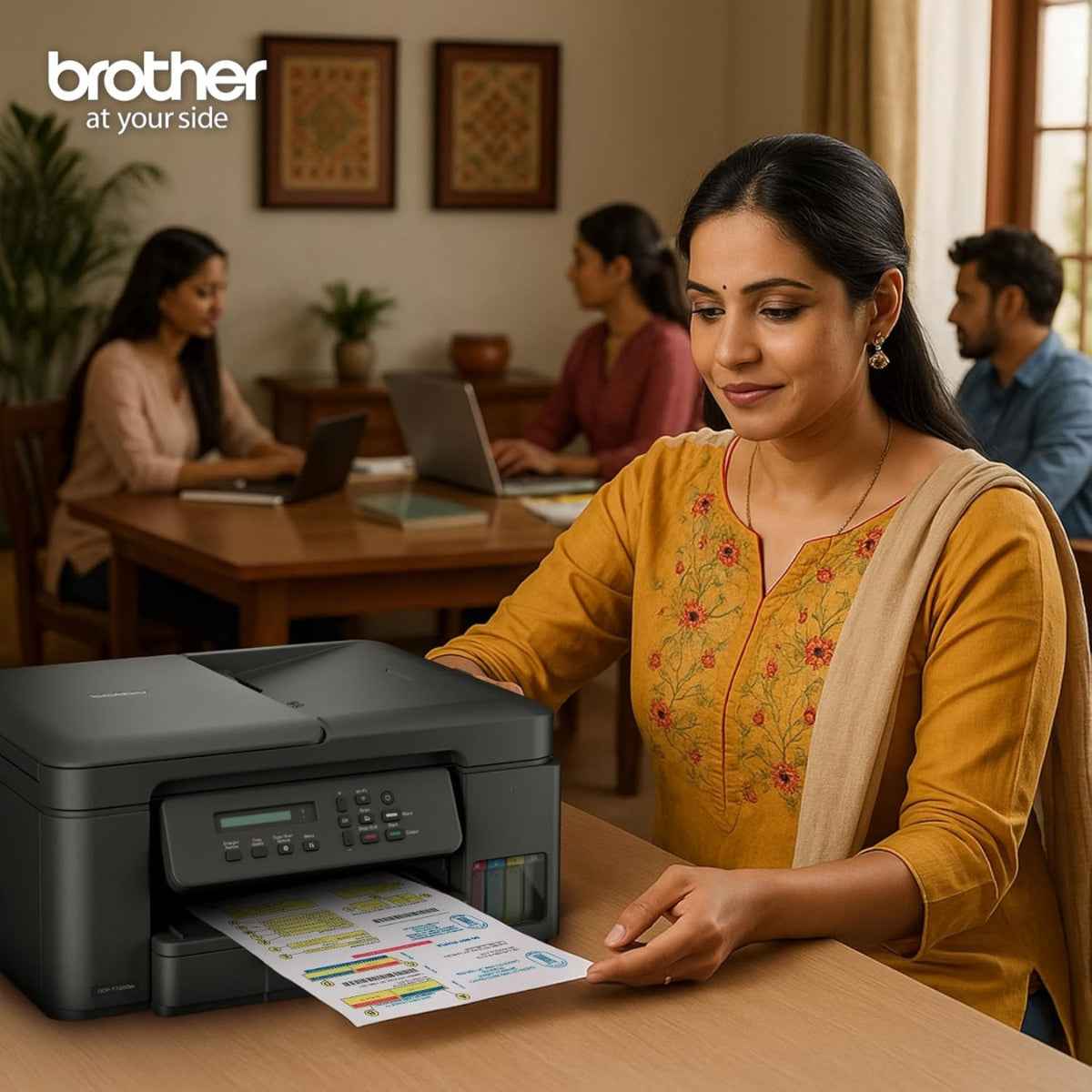 Brother DCP-T730DW Ink Tank Printer, Up to 1200 x 6000 DPI, 16 IPM Print Speed, Auto 2 Sided (Duplex) Printing, 20 Sheets Auto-Document Feeder, WiFi, WiFi-Direct, USB 2.0, Black | DCP-T730DW