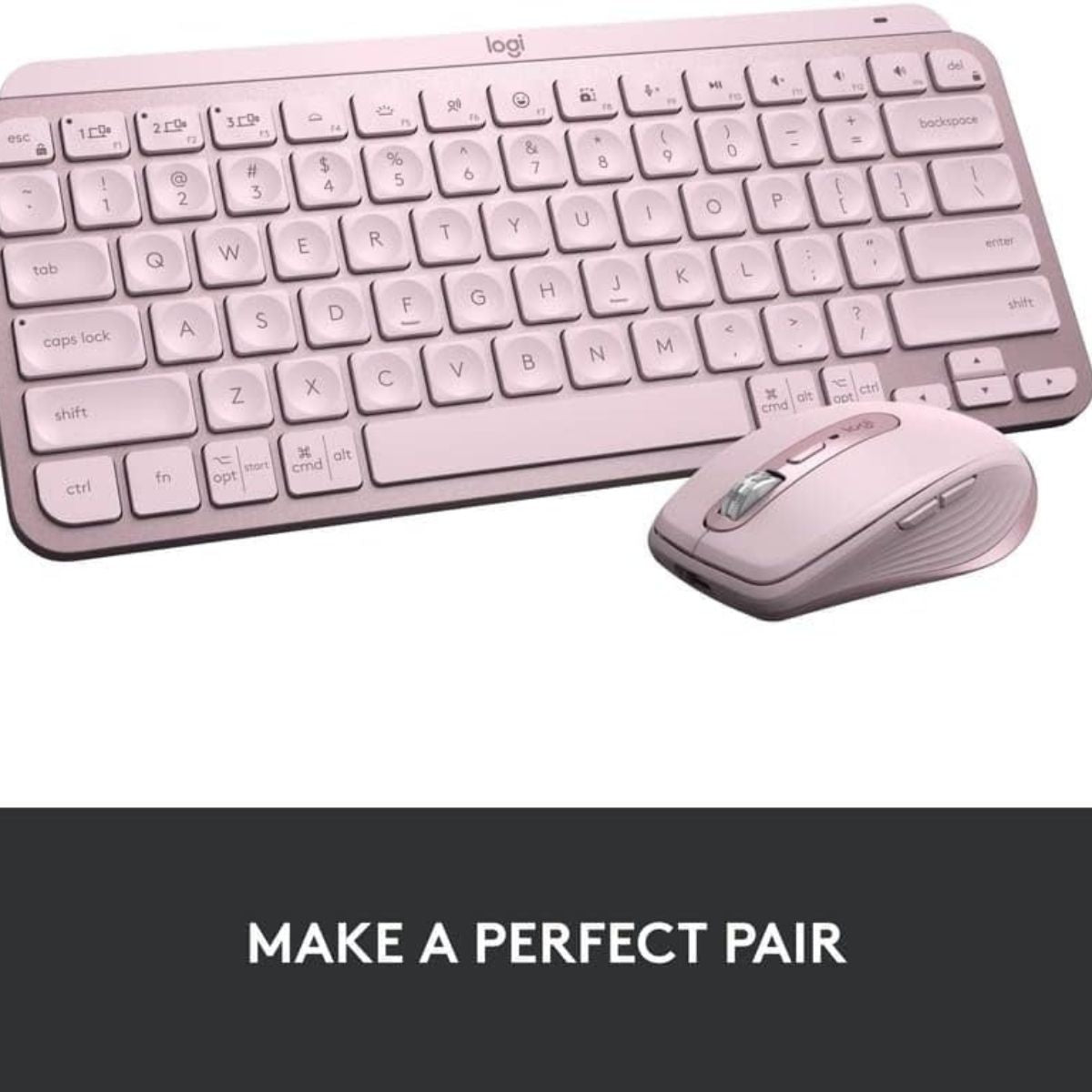 Logitech MX Keys Mini Wireless Illuminated Keyboard | Bluetooth | USB-C Rechargeable | US International QWERTY | Rose Pink | 920-010500 | Working Unit