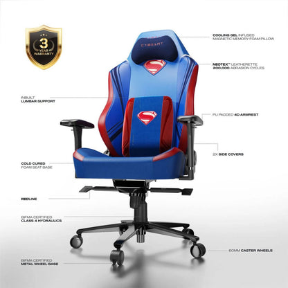 Cybeart Superman NEO 2.0 Gaming Chair | NeoTek Leatherette | 4D Armrests | Lumbar Support | 135° Recline | 150kg | GC-PUNEO-SM02