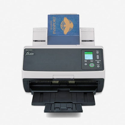 RICOH Fi-8190 Image Scanner with 100 Page ADF, 90 ppm Simplex & 180 ipm Duplex Scan Speed, Up to 600 dpi, Optimized HQ Images, 24-bit, Grayscale, USB, Ethernet, Black-Light Gray | PA03810-B001