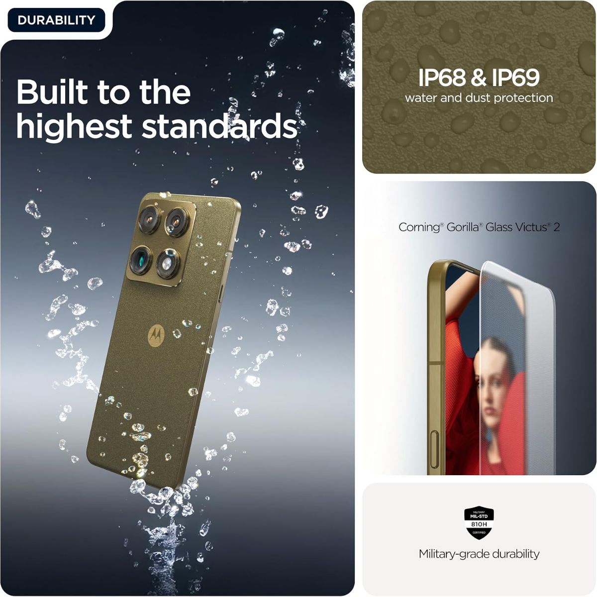 Motorola Signature 5G Smartphone, 16GB RAM + 16GB RAM Boost, 512GB Storage, OIS AI Camera, Extreme AMOLED 165Hz Display, Android 15, PANTONE Martini Olive, Complimentary Item Included