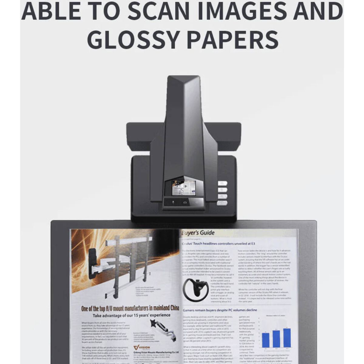 CZUR ET24 Pro Professional Book Scanner, 24 Megapixels, 1.5s Scanning Speed, 320 DPI, Auto Finger Removal Technology, Auto Scanning Engine, Auto Curve-Flattening Technology, Black | ET24 Pro