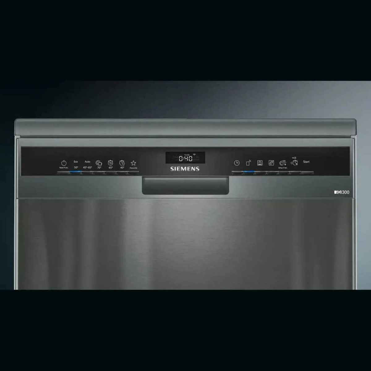 Siemens iQ300  60cm Free Standing Dishwasher – Black Inox, 14 Place Settings, Home Connect (SN23HC65MM)