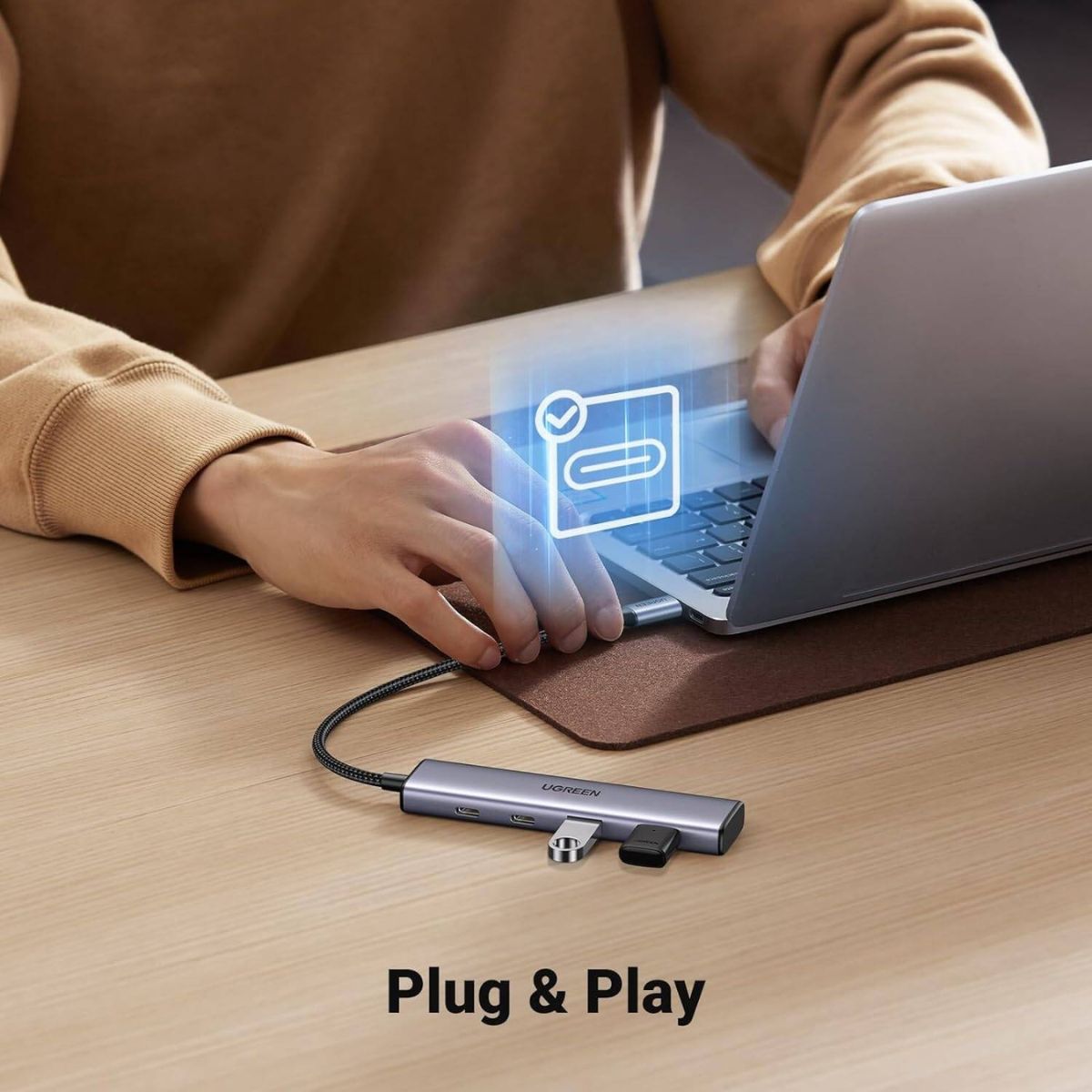 UGREEN 80856 6-in-2 USB-C Hub Adapter | 4K HDMI | 5Gbps | SD/TF Card Reader | 2×USB 3.0 | MacBook Pro &amp; Air | Silver