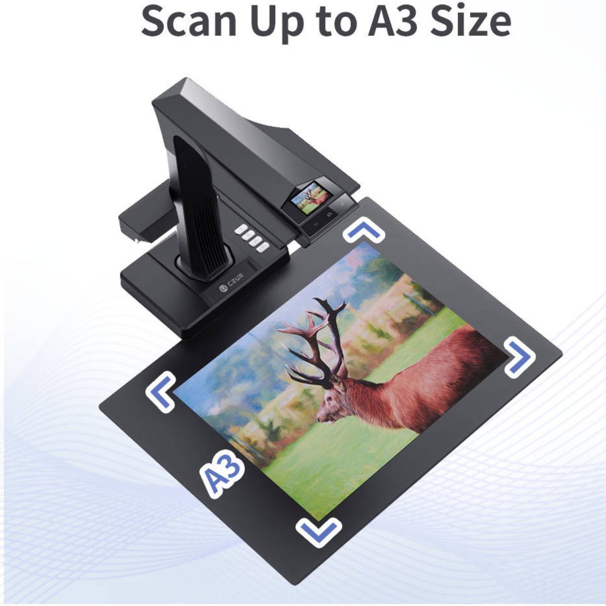 CZUR ET-25 Pro Overhead Book/Document Scanner, 25MP HD Camera, Scan up to A3 Format, Patented Page-Flattening Algorithms, 1.5s/page Print Speed, Efficient OCR, JPG, PDF, TIFF, Gray | ET25 Pro