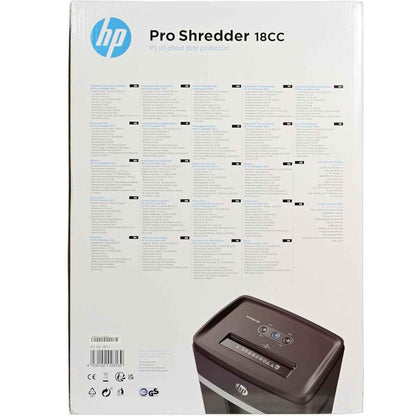 HP Pro Shredder 18CC Cross Cut Paper Shredder – 18 Sheets Capacity, P-4 Security Level, Credit Card Shredding, Auto Reverse, Large Waste Bin, Black