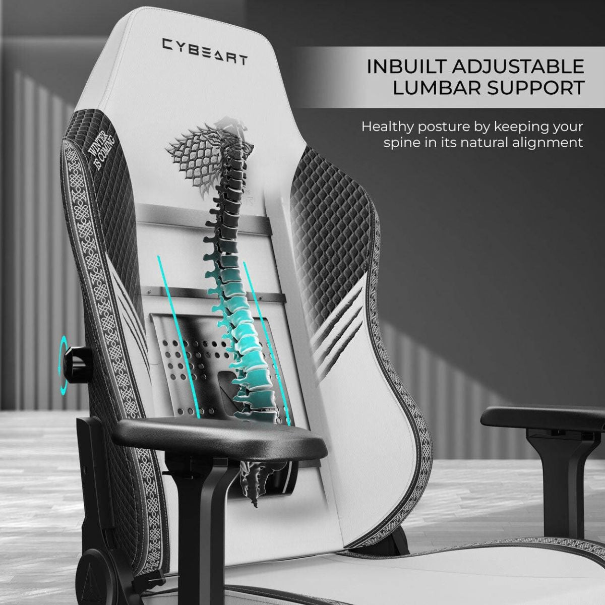 Cybeart House Stark Licensed Edition Gaming Chair | Supreme PU Leather | Cold-Cured Foam | 4D Armrests | 165° Recline | 150kg | Stark