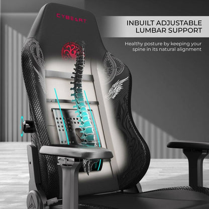Cybeart House Targaryen Licensed Edition Gaming Chair | Supreme PU Leather | Cold-Cured Foam | 4D Armrests | 165° Recline | 150kg | Targaryen