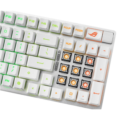 Asus ROG Strix Scope II 96 RX Wireless Mechanical Keyboard, RX Optical Switch, Sound-Dampening Foam, ABS Keycaps, Tri-Mode Connectivity, English - Arabic Layout, White | 90MP03S2-BKCA10