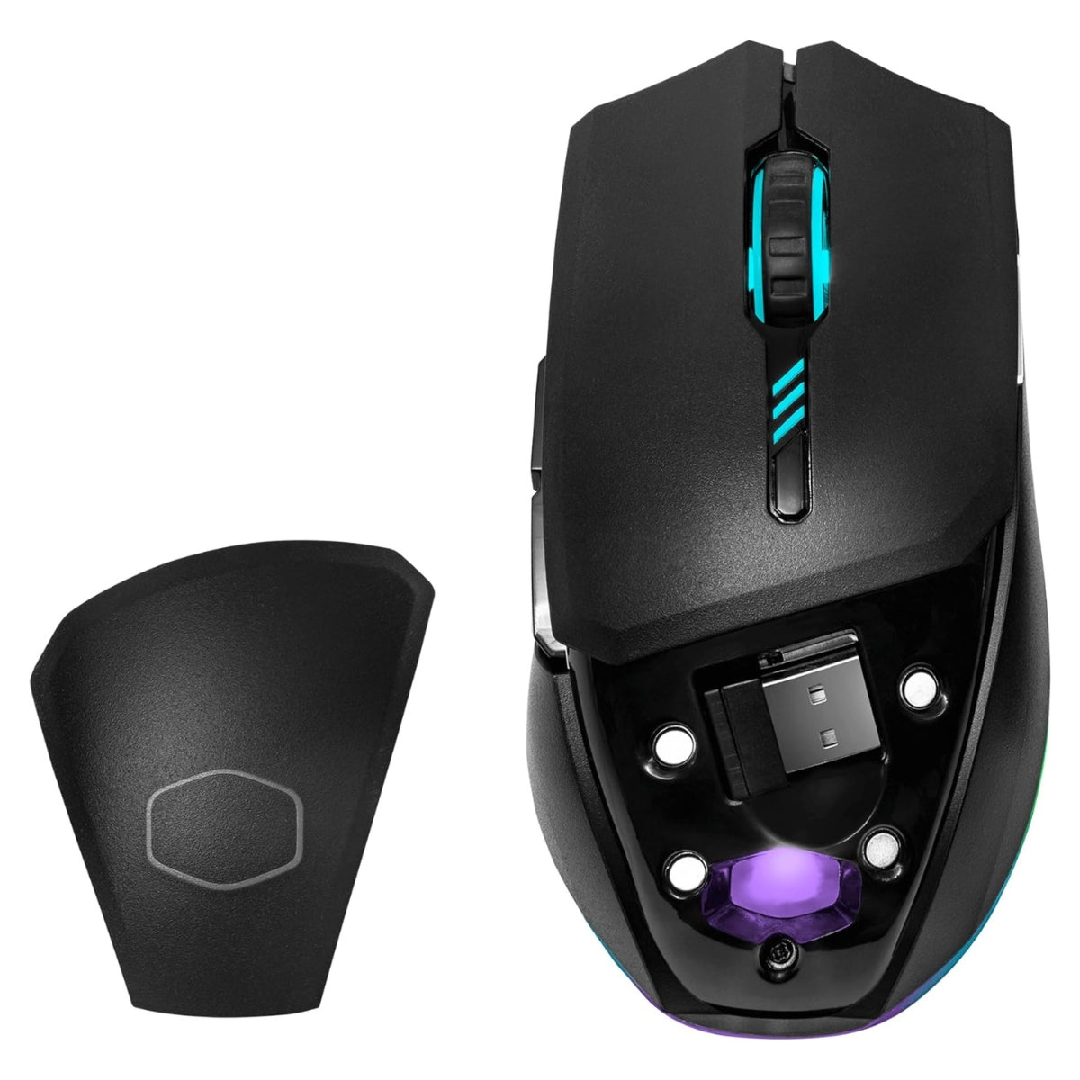 Cooler Master Gaming Mouse, OMRON Switch, PixArt PAW 3335 Mouse Sensor, Triple Connectivity, Customizable RGB Lighting, Gold-Plated Detachable Connector, 800mAh Battery, Black