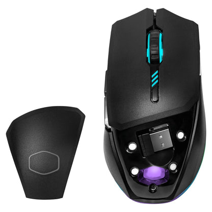 Cooler Master Gaming Mouse, OMRON Switch, PixArt PAW 3335 Mouse Sensor, Triple Connectivity, Customizable RGB Lighting, Gold-Plated Detachable Connector, 800mAh Battery, Black