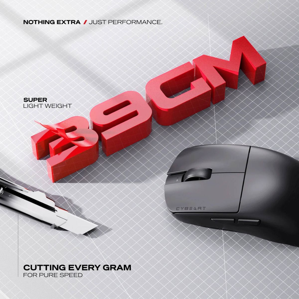 Cybeart MC-XEUS-CYB01 Xeus RGB Wired Gaming Mouse – 8000Hz, 39g Ultra-Light, RGB, Ergonomic Design | Black