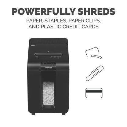 Fellowes AutoMax 100M Mini-Cut Paper Shredder | 100-Sheet Auto Feed | P-4 | 4 × 10mm | 23L Bin | 4629001