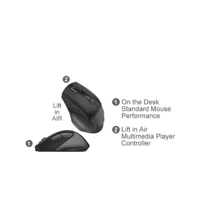 A4Tech Fstyler FB2800C Air2 Rechargeable Bluetooth & Wireless Keyboard Mouse Combo – QuietKey, Multi-Device, Type-C, Black