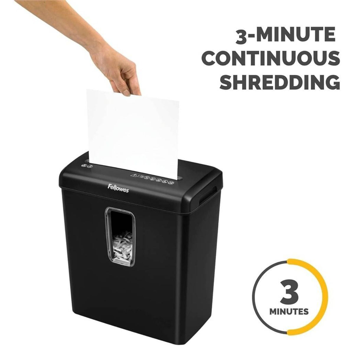 Fellowes Powershred P-30C Cross-Cut Paper Shredder | 6 Sheet Capacity | P-4 Security Level | 4 x 34mm Cross-Cut Particles | 15L Bin | Black