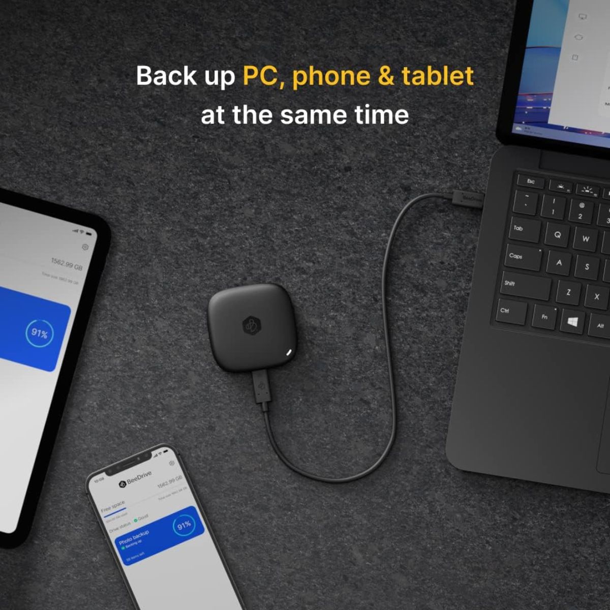 Synology Bee Series Pocket External SSD – 1TB / 2TB, USB-C, Up to 1050MB/s, Compact Storage