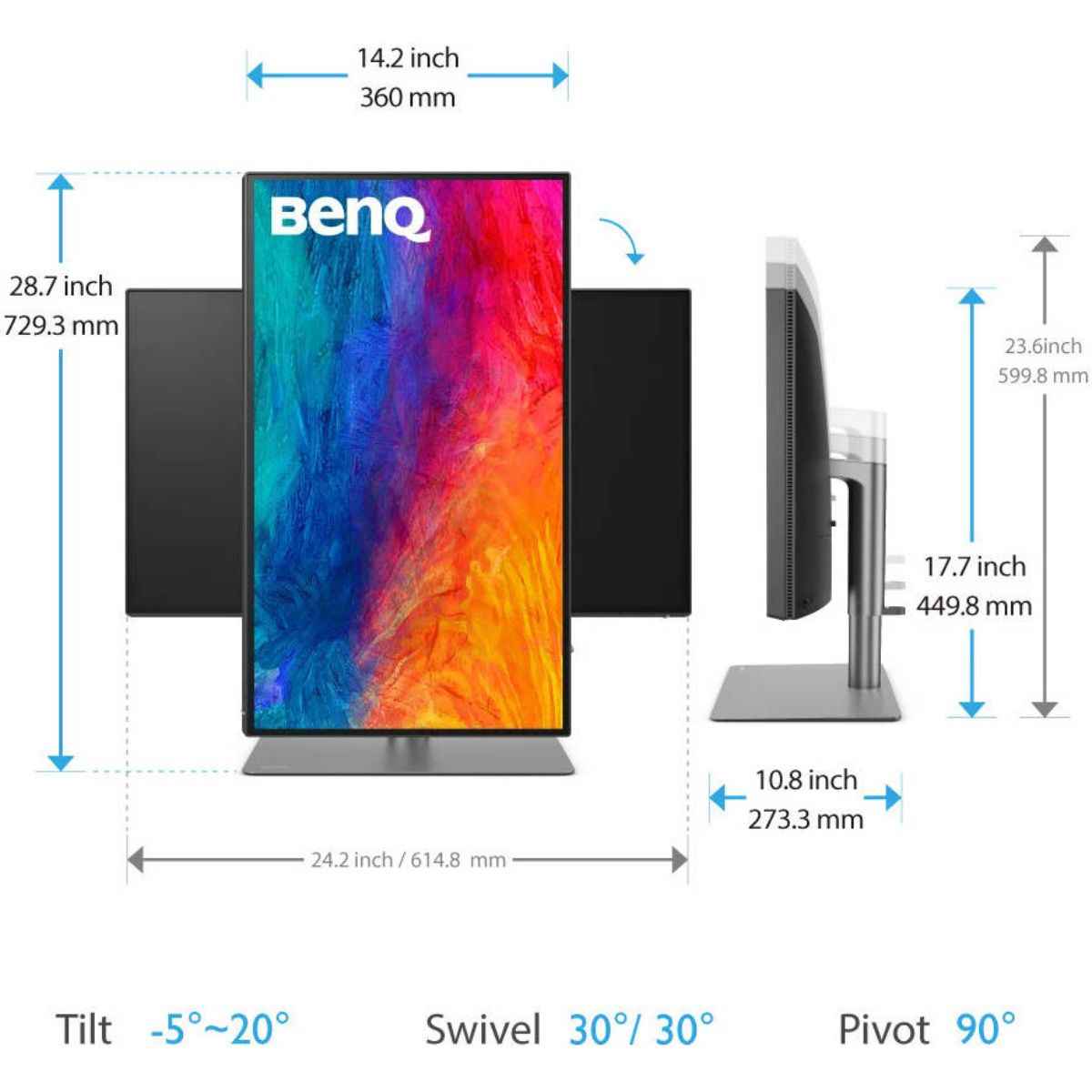 BenQ Creative Pro PD2725U 27" 4K HDR Monitor for Mac & Designers – UHD IPS, Thunderbolt 3, USB-C (65W), P3 Color, KVM