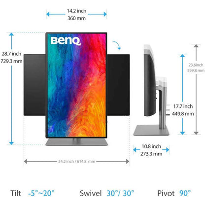 BenQ Creative Pro PD2725U 27" 4K HDR Monitor for Mac & Designers – UHD IPS, Thunderbolt 3, USB-C (65W), P3 Color, KVM