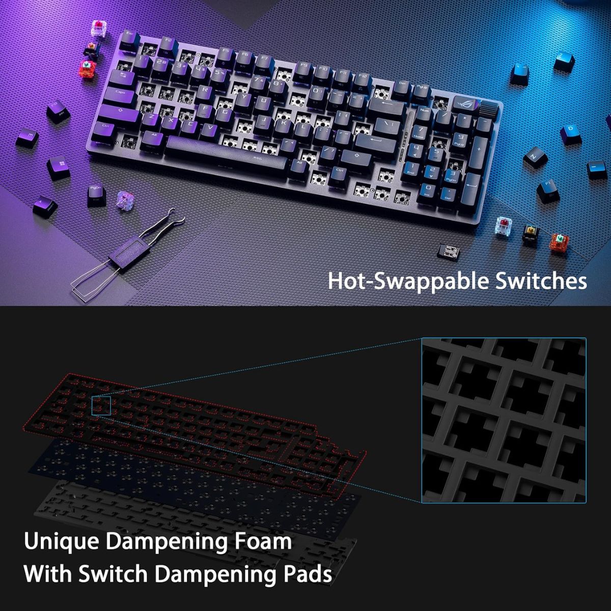 Asus ROG X901 Strix Scope II Gaming Keyboard – -96% Layout, English & English-Arabic, Tri-Mode, Hot-Swappable, RGB