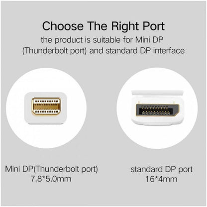 UGREEN 10477 Mini DisplayPort Male to DisplayPort Male Converter Cable | 8.64Gbps | 2560×1600 @ 60Hz | Gold-Plated | 1.5M | Black