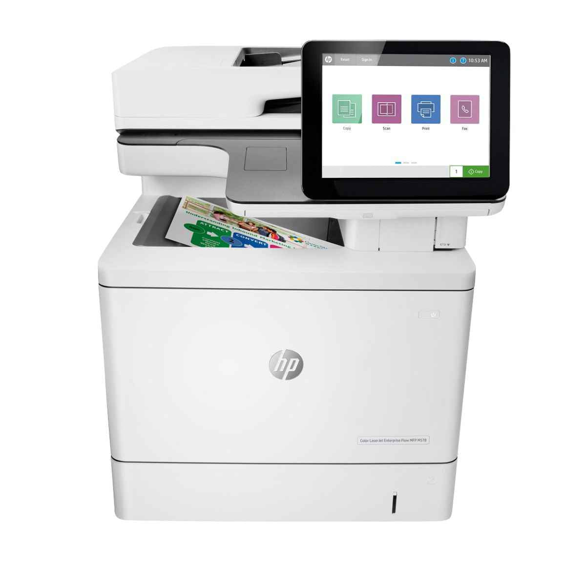 HP Color LaserJet Enterprise Flow MFP M578c Laser Printer, Print, Copy, Scan, Fax, Print Speed Up to 38ppm (Black) & 38ppm (Color), HP ImageREt 3600 Quality, 8" Color Touch Screen, White | 7ZU87A