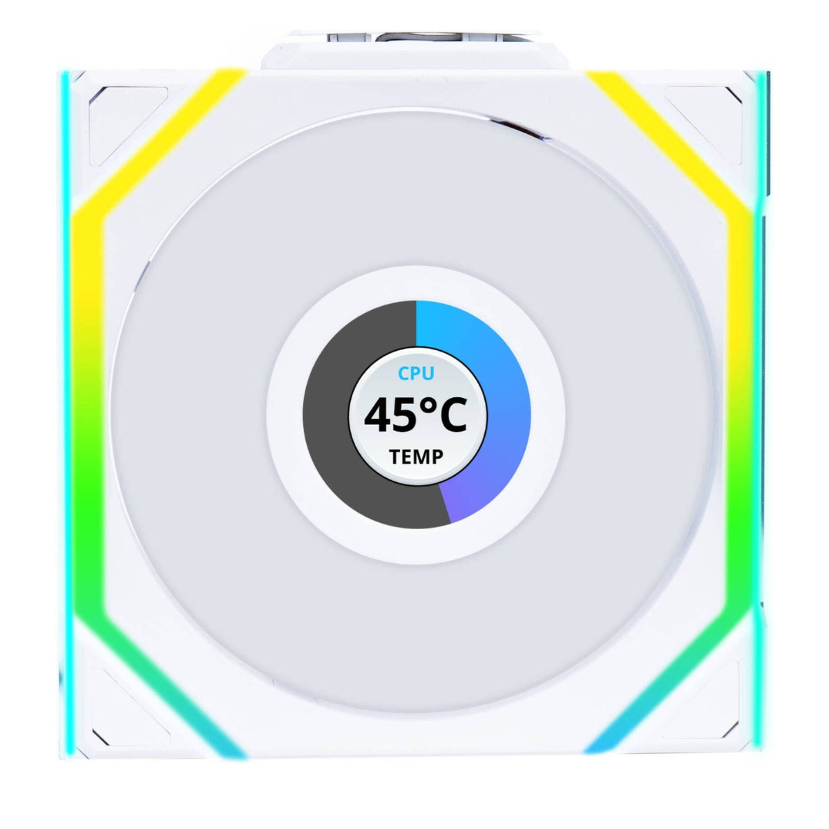 Lian-Li UNI FAN SL Wireless LCD Reverse Case Fan – 120mm, 1900 RPM, 51.45 CFM Airflow, Fluid Dynamic Bearing, Pack of 3 | Black / White