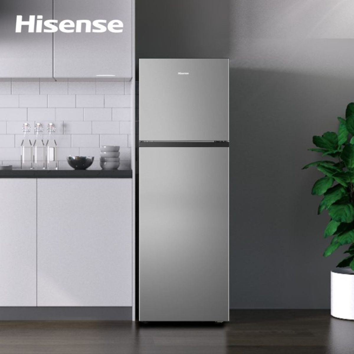 Hisense RT3N328NAB Top Mount Refrigerator, 250L Capacity, Total No Frost, Multi Air Flow, Moisture Fresh Crisper, Reversible Door, Stainless Steel