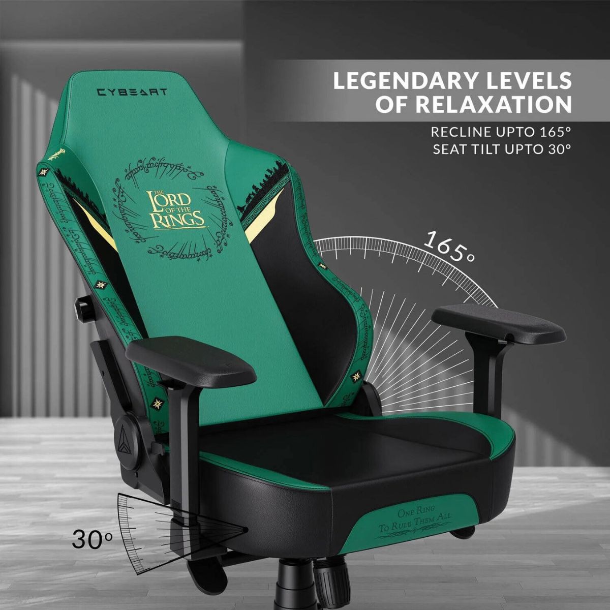 Cybeart Lord of the Rings Licensed Edition Gaming Chair | Supreme PU Leather | Cold-Cured Foam | 4D Armrests | 165° Recline | 150kg | GC-PUAPEX-LOTR01